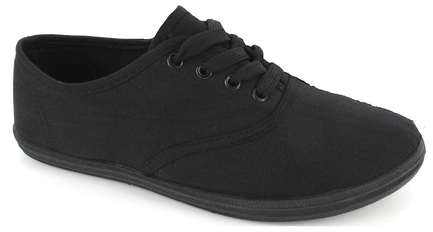 black lace up plimsolls womens